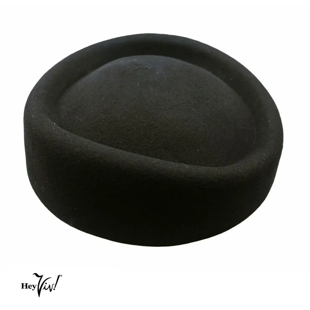 Black Stewardess Oval Pillbox Hat Retro Style for Party Wedding Church - Hey Viv